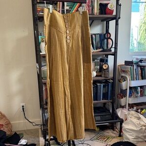 Free People Mustard Wide-Leg Pants